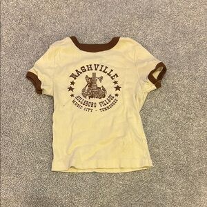 Cream and Brown Nashville Graphic Short Sleeve Baby Tee